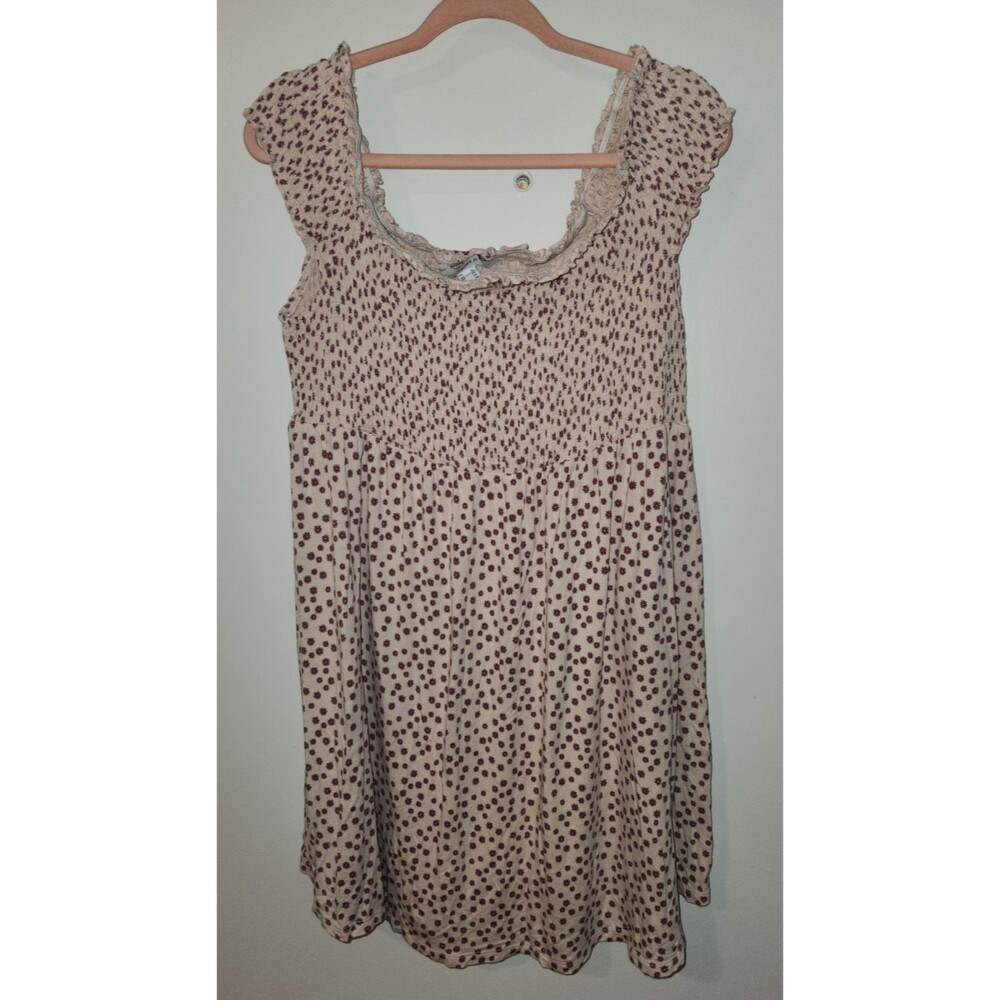 Forever 21 Womens Sz 3X Smocked Sleeveless Pink Floral Midi Dress Coquette